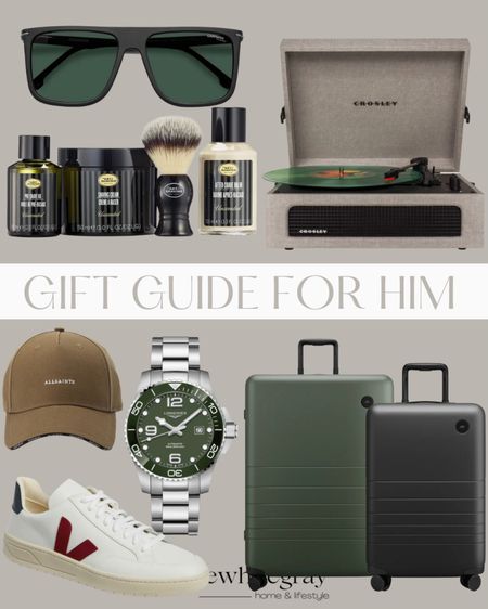 Gift guides for dad/ him. Love this stylish record player, and the sunglasses are so good!! Monos travel luggage is such a great gift!! A good watch is always an amazing gift and the beard kit is also super handy. 

#LTKmens #LTKstyletip #LTKFind