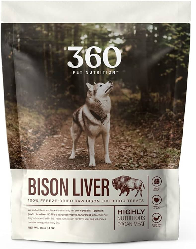 360 Pet Nutrition Freeze Dried Bison Liver Raw Single Ingredient Treats, Made in The USA, 4 Ounce... | Amazon (US)