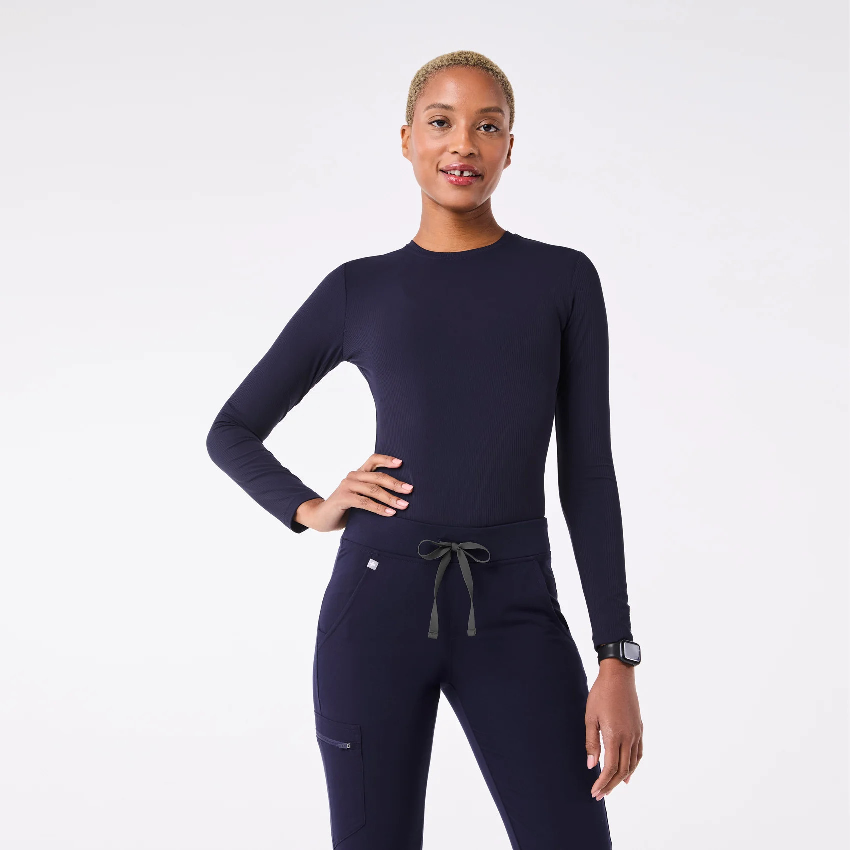 Women's Ribbed Longsleeve Underscrub - Navy · FIGS | FIGS