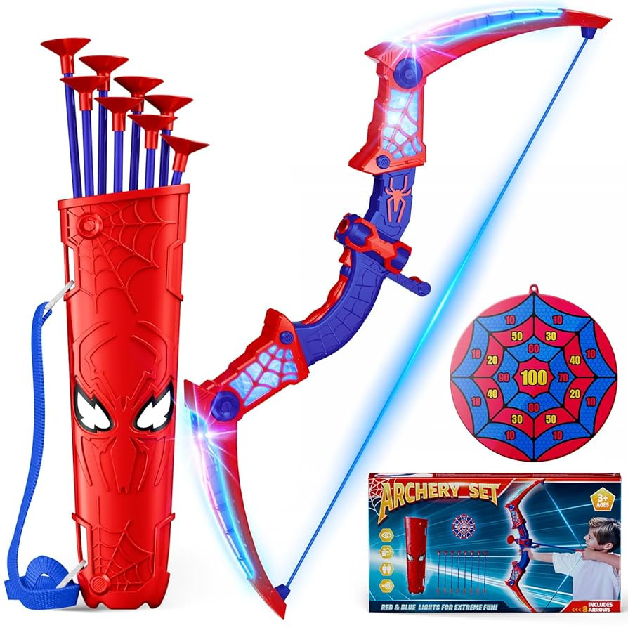 Spider Toys for Boys Age 3-4 4-6 6-8 8-12, Kids Toy BowArrow Shooting Set with Red & Blue LED Lig... | Amazon (US)