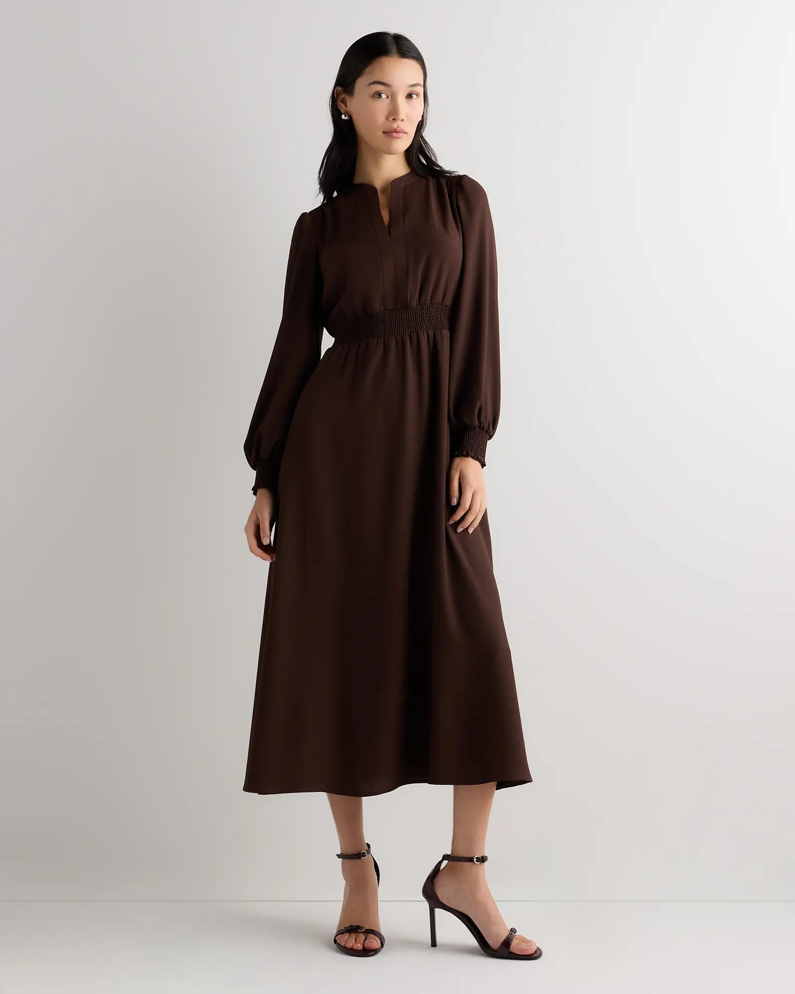 Matte Crepe Long Sleeve Midi Dress | Quince