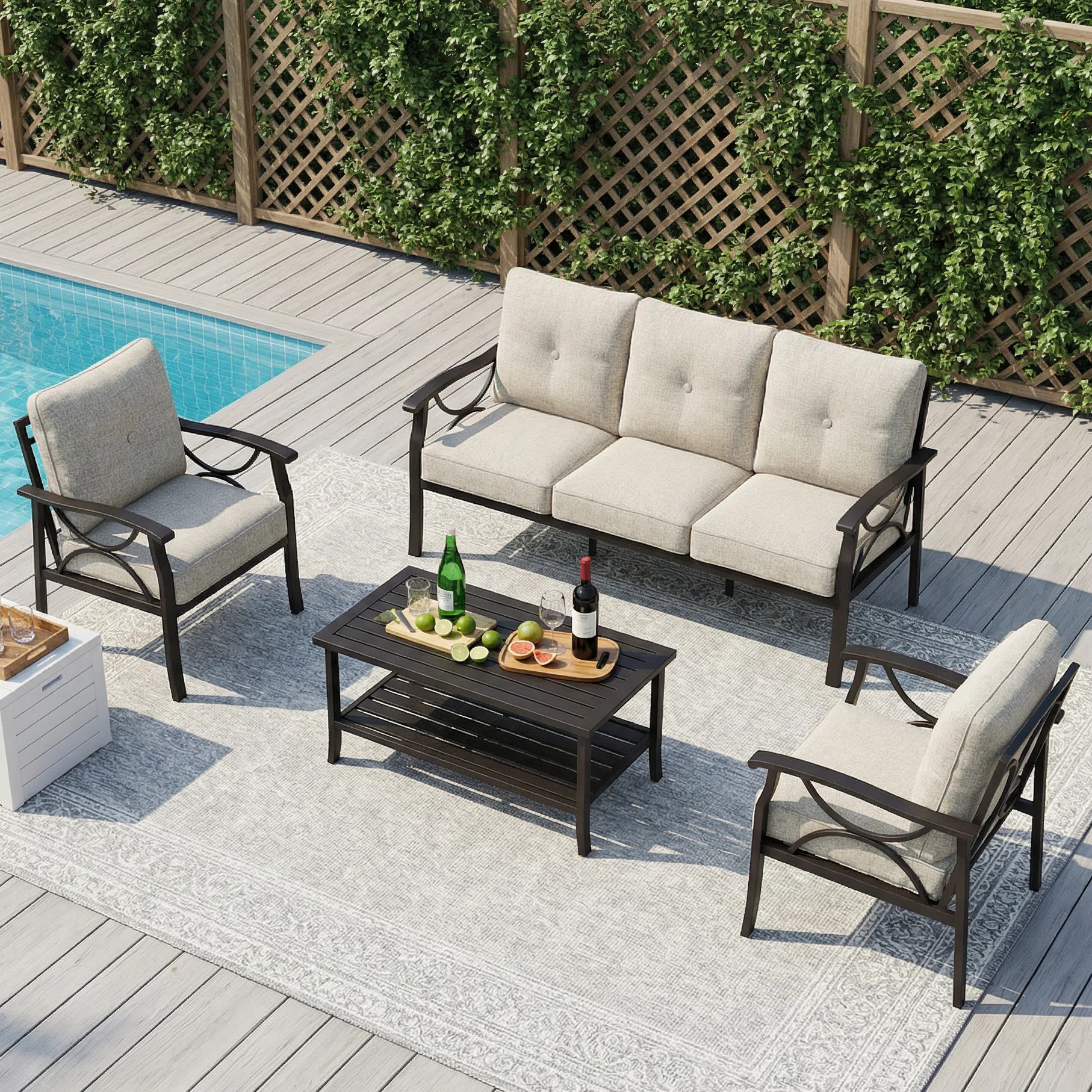 Brandtley 5 - Person Patio Conversation Sets with Cushions | Wayfair North America