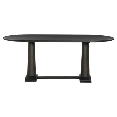 Chamberlain Updated Traditional Black Oak Oval Dining Table - 78 | Kathy Kuo Home