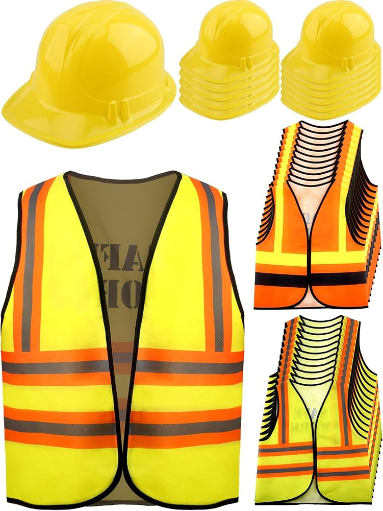 Cotiny 48 Pcs Kids Construction Worker Costumes Include Construction Vests and Hats for Boys Pret... | Amazon (US)
