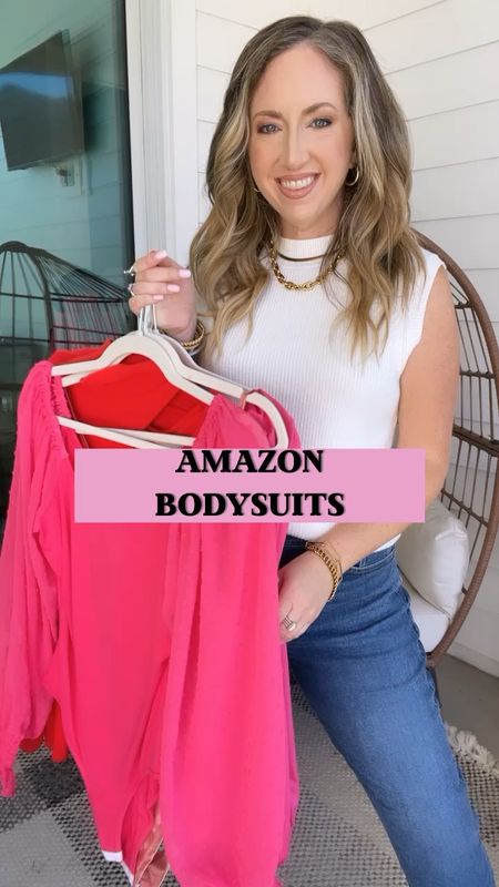 Amazon fashion amazon finds bodysuit size medium Valentine’s Day outfit pink red bodysuit American eagle mom jeans size 6 short date night outfit

#LTKunder50