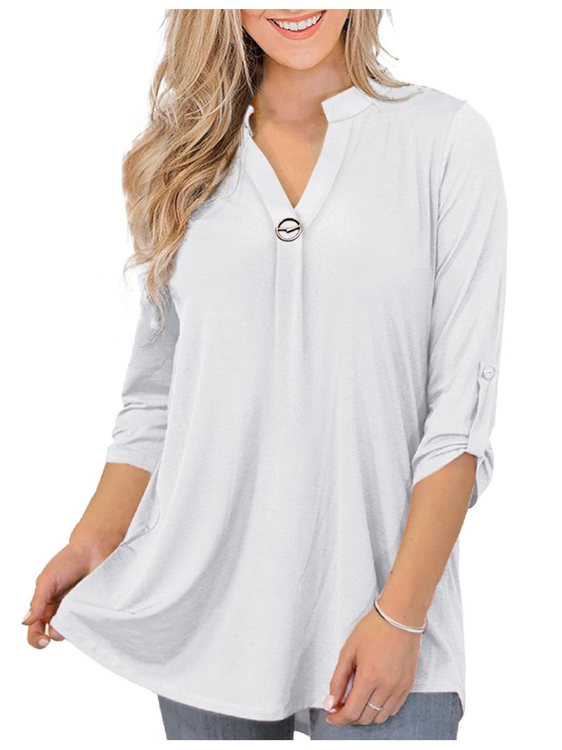 CPOKRTWSO Womens Clothes Plus Size Tops 3/4 Sleeve Shirts for Women V Neck Tunic Blouses,M-4xl | Walmart (US)