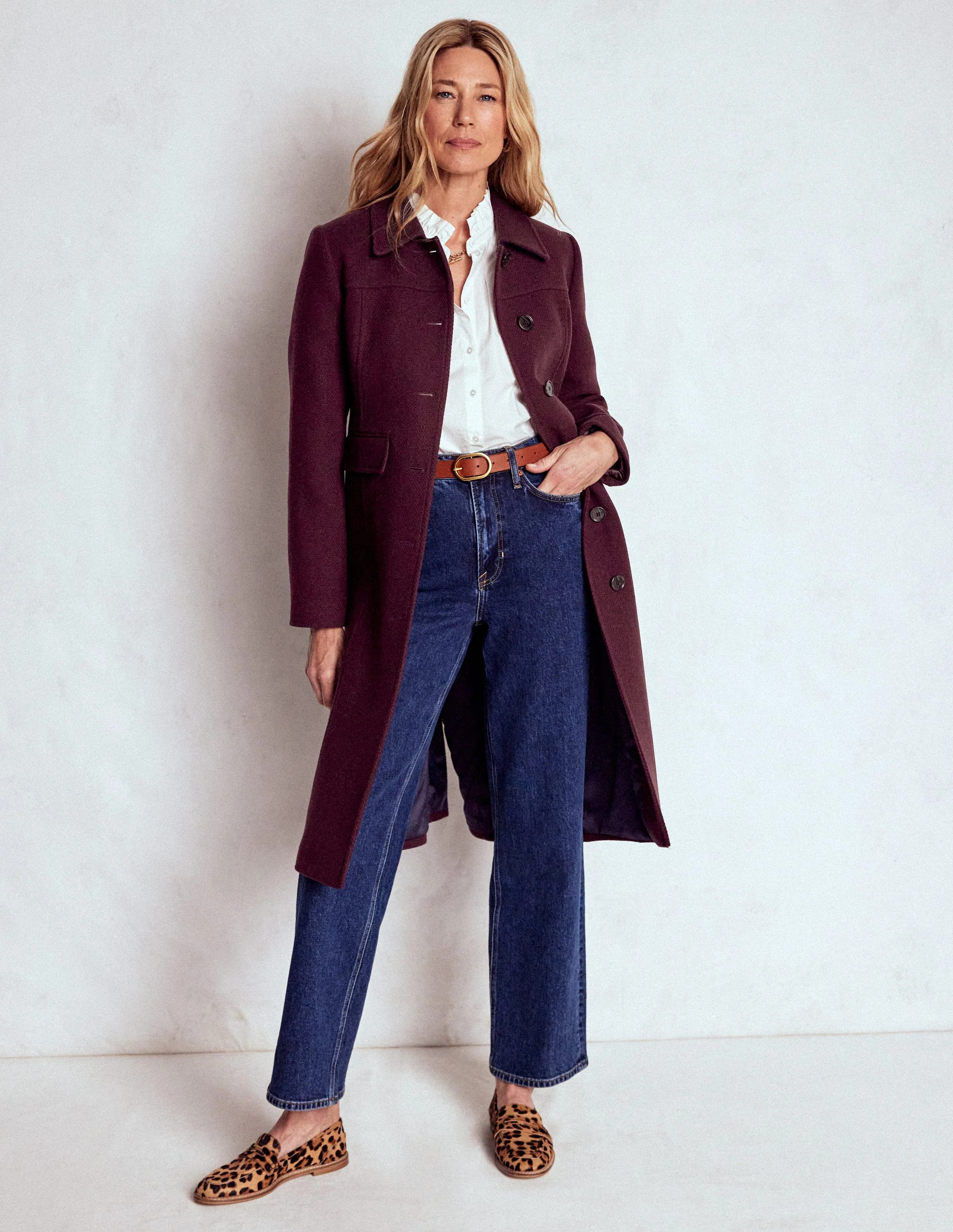 St Albans Coat-Dark Cherry | Boden UK