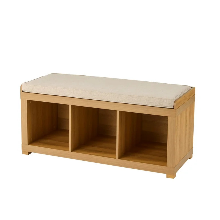 Better Homes & Gardens 3-Cube Storage Bench, Light Honey | Walmart (US)