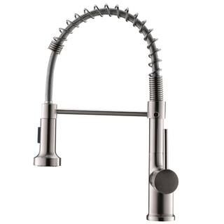 Boyel Living Contemporary Single-Handle Gooseneck Pull-Down Sprayer Kitchen Faucet in Brushed Nickel | The Home Depot