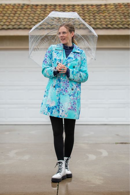 Rain gear | rain coat and boots | clear bubble umbrella from Totes | fashionable spring rain outfit | floral coat 

#LTKstyletip #LTKSeasonal #LTKfindsunder100