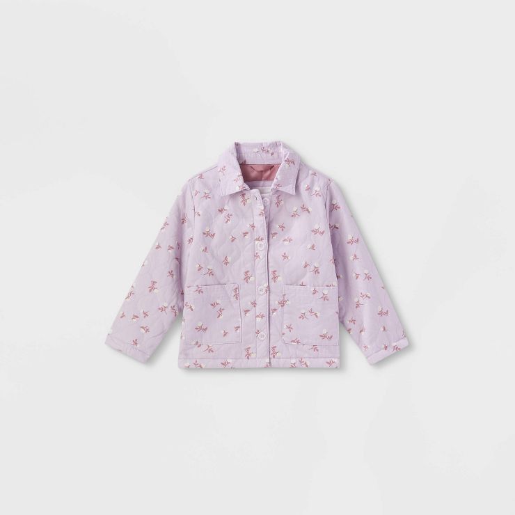 Toddler Girls' Floral Quilted Jacket - Cat & Jack™ Purple | Target