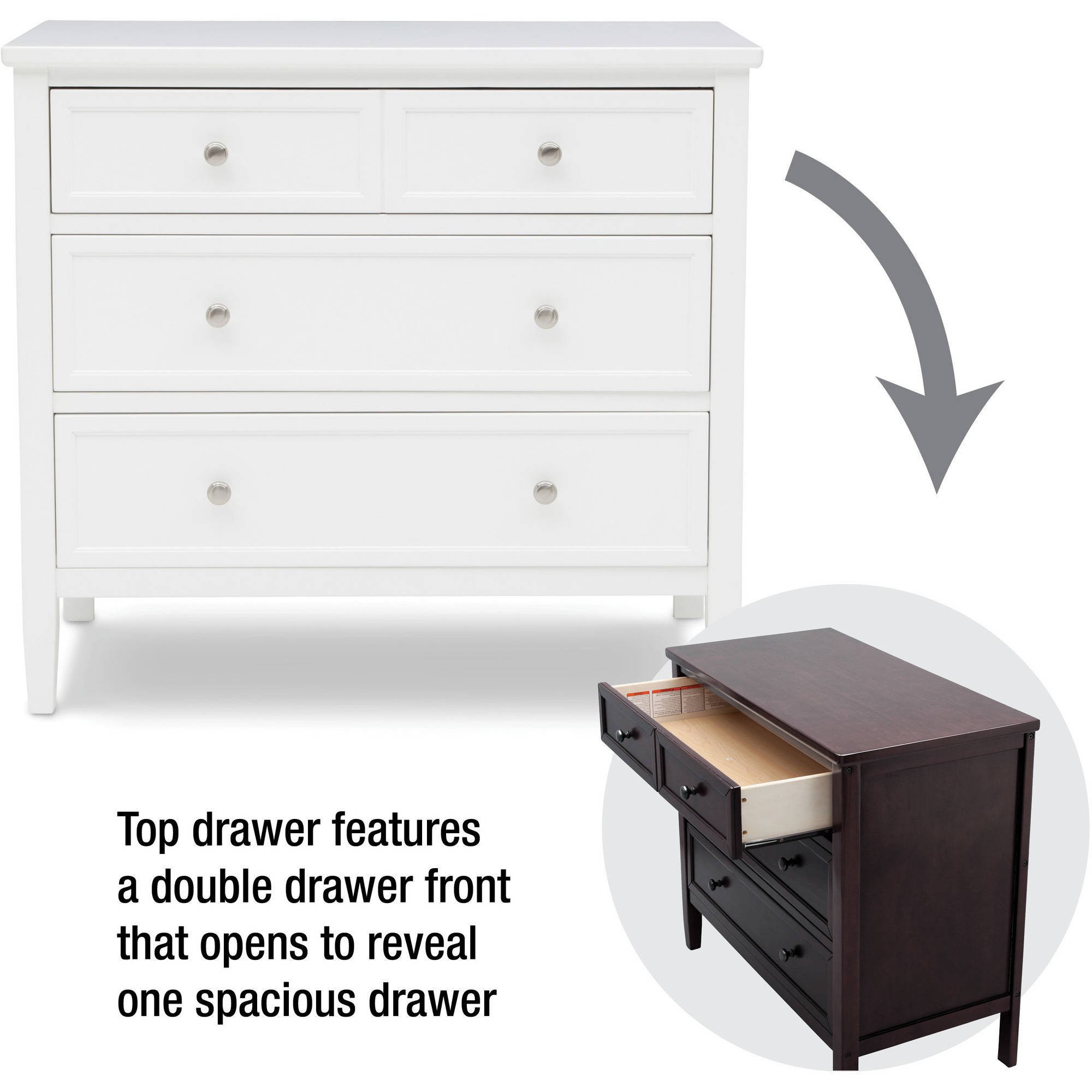 Delta Children Epic 3-Drawer Dresser, White | Walmart (US)