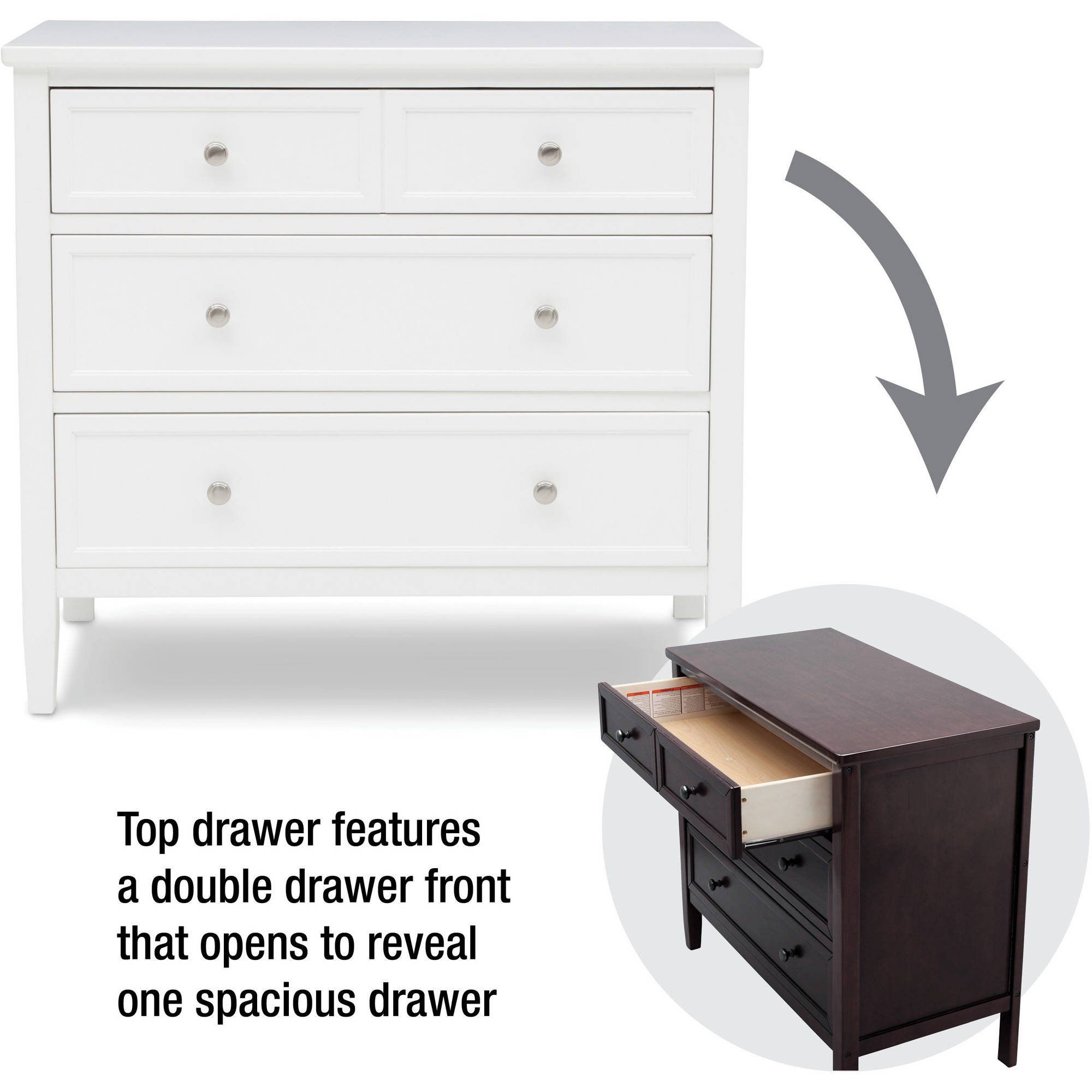 Delta Children Epic 3-Drawer Dresser, White | Walmart (US)