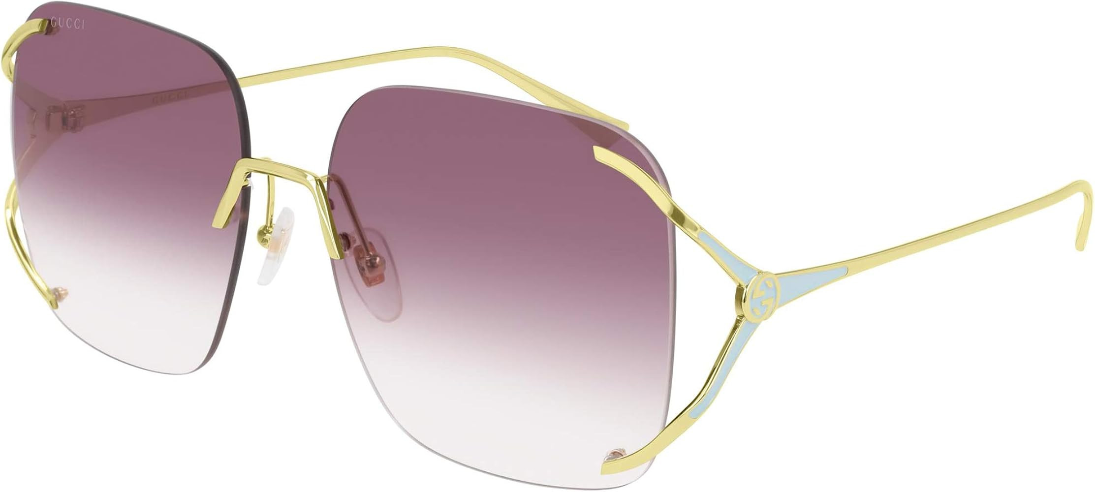 Gucci Women's Fork Oversized Rimless Sunglasses, Shiny Endura Gold, One Size | Amazon (US)