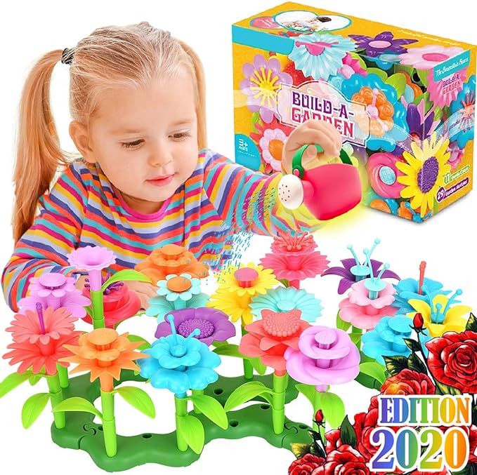 FunzBo Flower Garden Building Toys for Girls - STEM Toy Gardening Pretend Gift for Kids - Stackin... | Amazon (US)