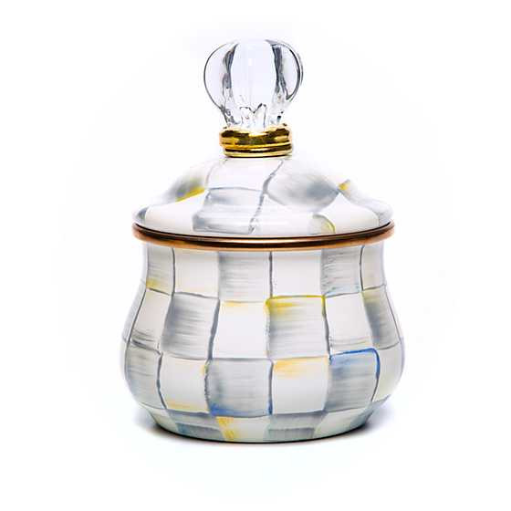 Sterling Check Enamel Lidded Sugar Bowl | MacKenzie-Childs
