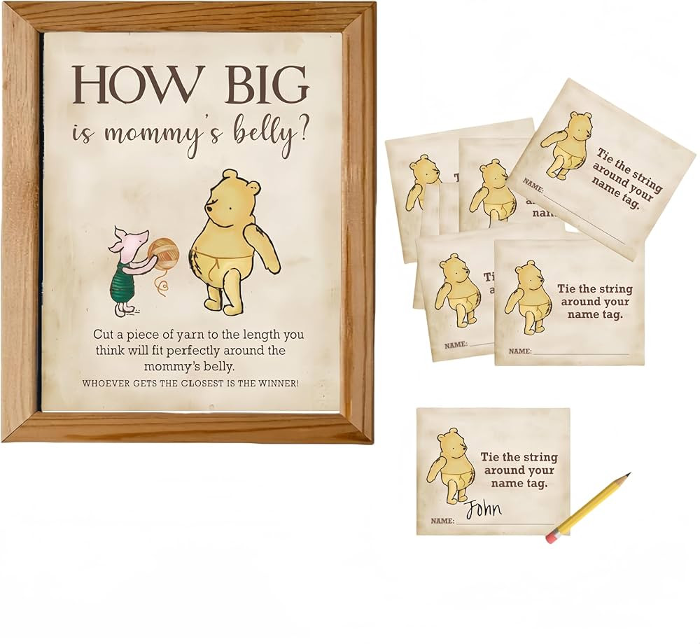 Classic Winnie Party Game Pooh Baby Shower Games for 40 Guests How Big Is Mommy's Belly? Game Car... | Amazon (US)