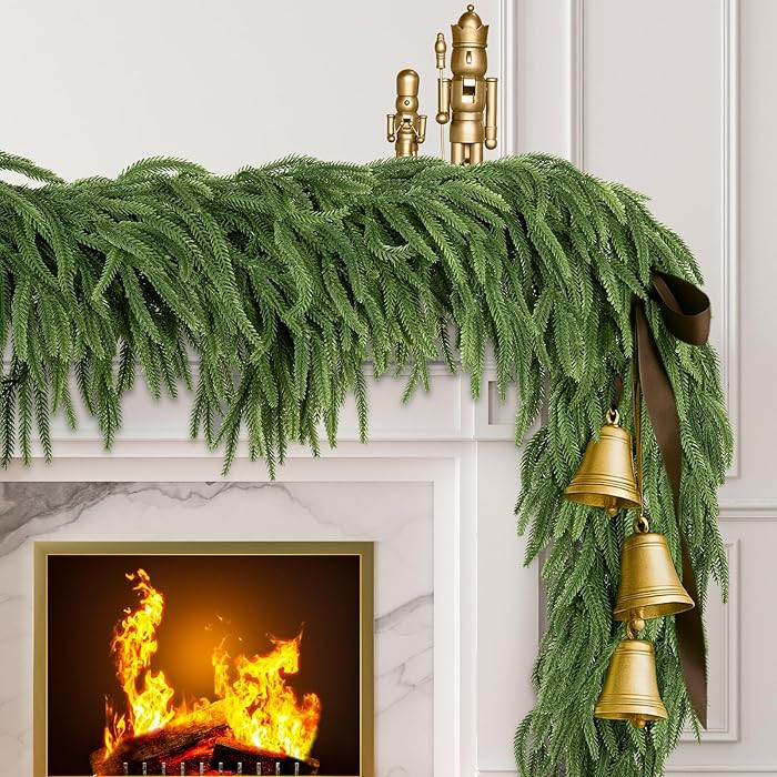 Neitra 2Pcs 6FT Artificial Norfolk Pine Garland with 120 Branches, Real Touch Christmas Garland f... | Amazon (US)