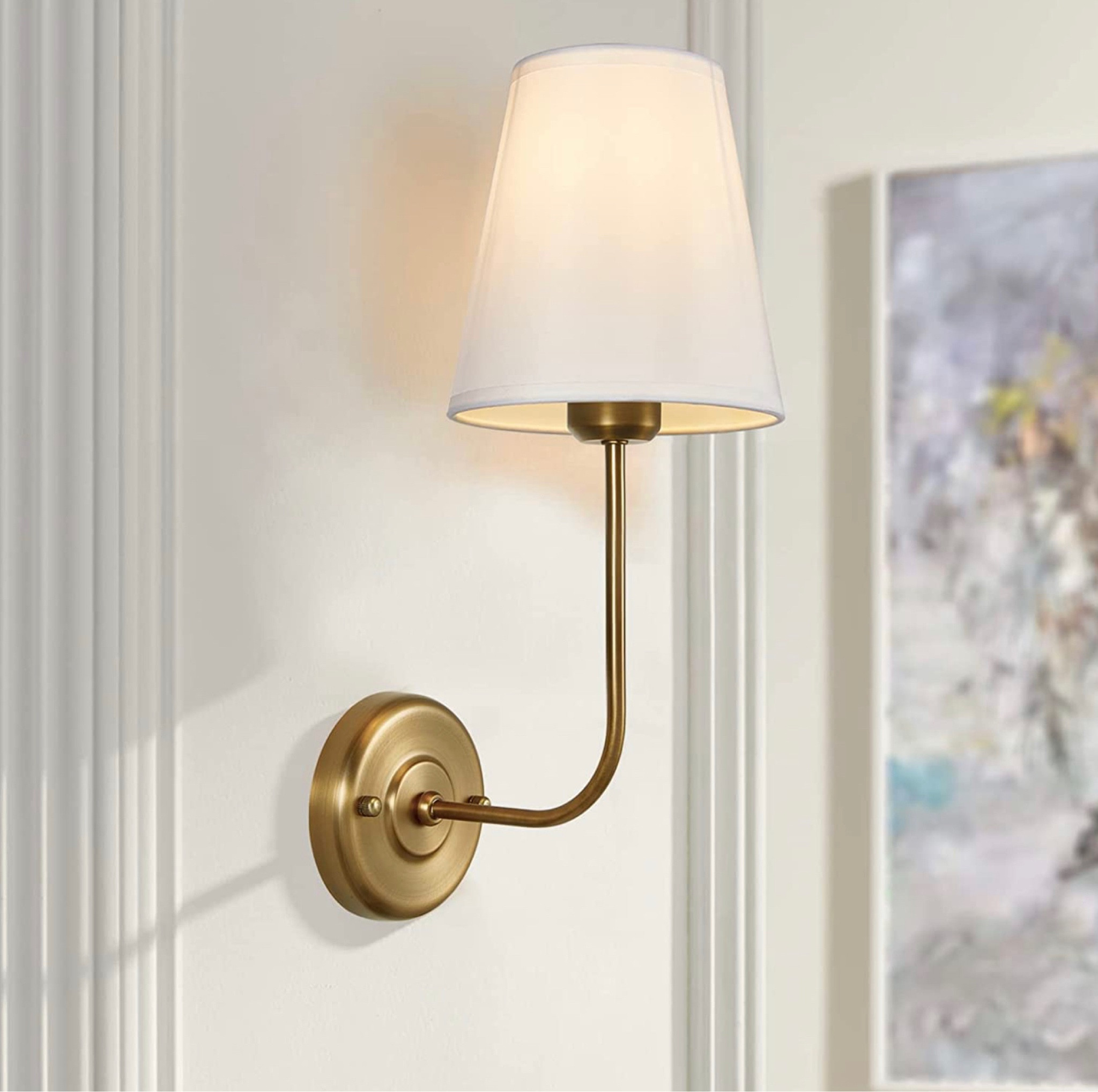 Passica Decor Set of 2 pcs Antique Brass Vintage Industrial Wall Sconce Light Fixture with Flared White Fabric Shade for Dining Room Living Room Bedrooms Bedside Reading Fireplace

#LTKFind #LTKunder100 #LTKhome