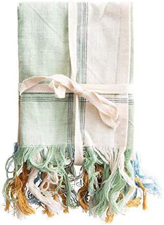 Creative Co-Op Cotton Tea Fringe (Set of 3) Towels, Multi | Amazon (US)