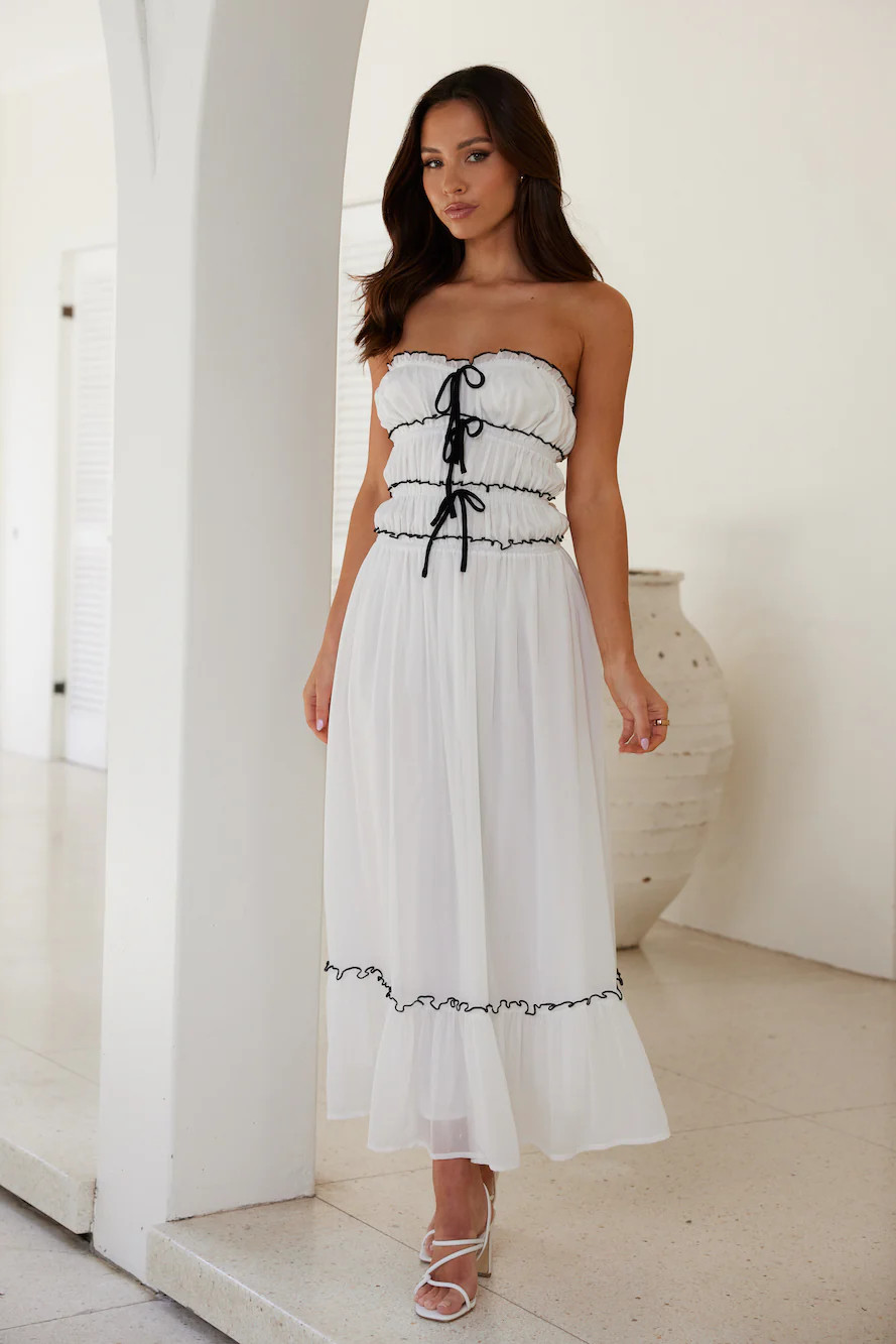Garden Goddess Strapless Maxi Dress White | Hello Molly (US)