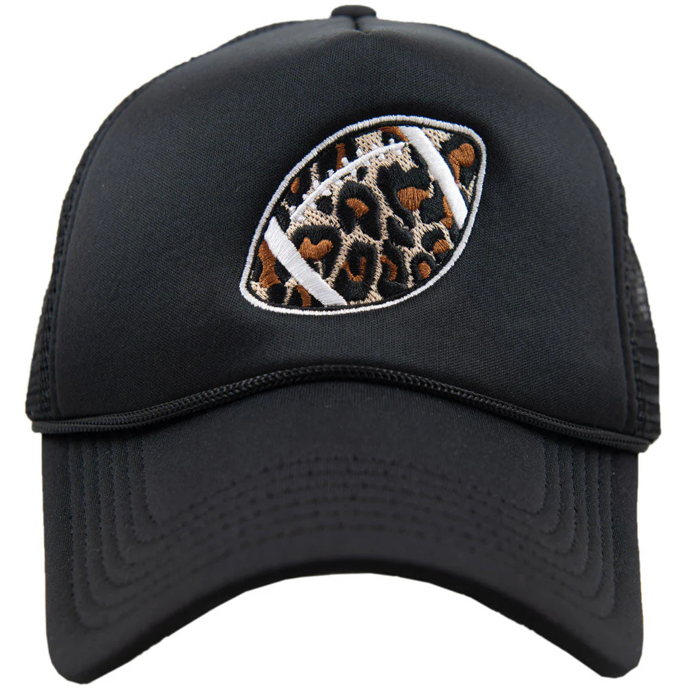 Leopard Print Football Women's Foam Trucker Hat | Katydid.com