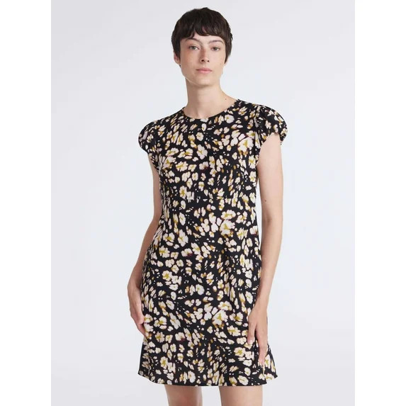 Scoop Women’s and Women’s Plus Tie Back Mini Dress with Volume Sleeves, Sizes XS-4X - Walmart... | Walmart (US)