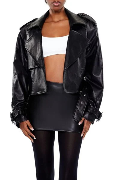 Cropped Faux Leather Jacket | Forever 21