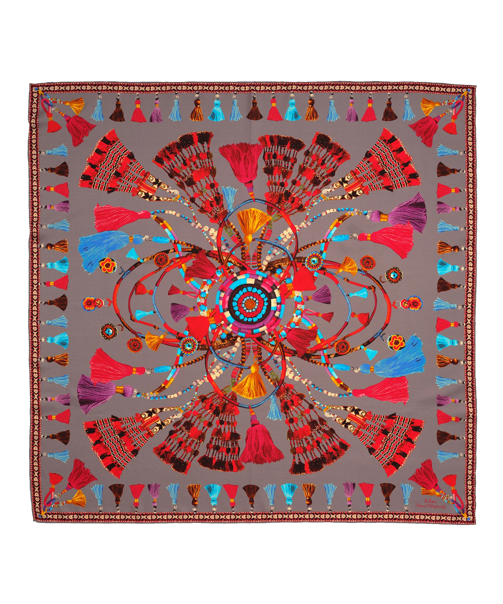 Tassel Rhapsody Silk Square Scarf | Echo | Echo New York