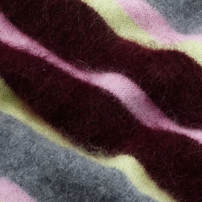 Women's Gray Brushed Cashmere Stripe Sweater | ME+EM | ME+EM US