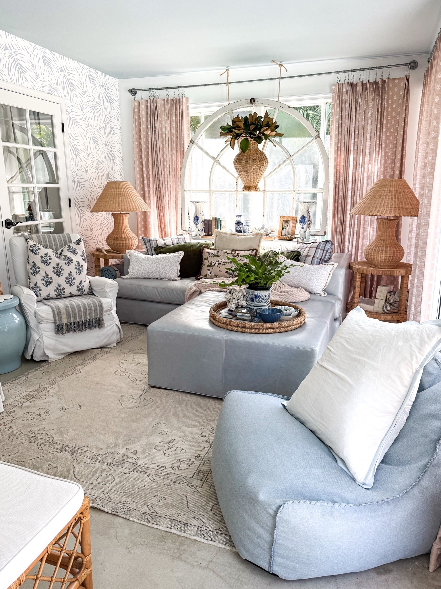 Shop the look of this coastal grandmillennial and cottage style family lounging space with warm tones for early fall decor!

#LTKHome #LTKSeasonal #LTKSaleAlert