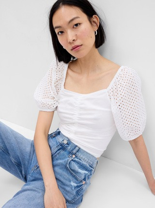 100% Organic Cotton Vintage Ruched Top | Gap (US)