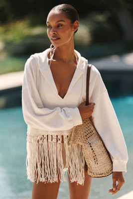 Celandine Macrame Fringe Sweatshirt | Anthropologie (US)