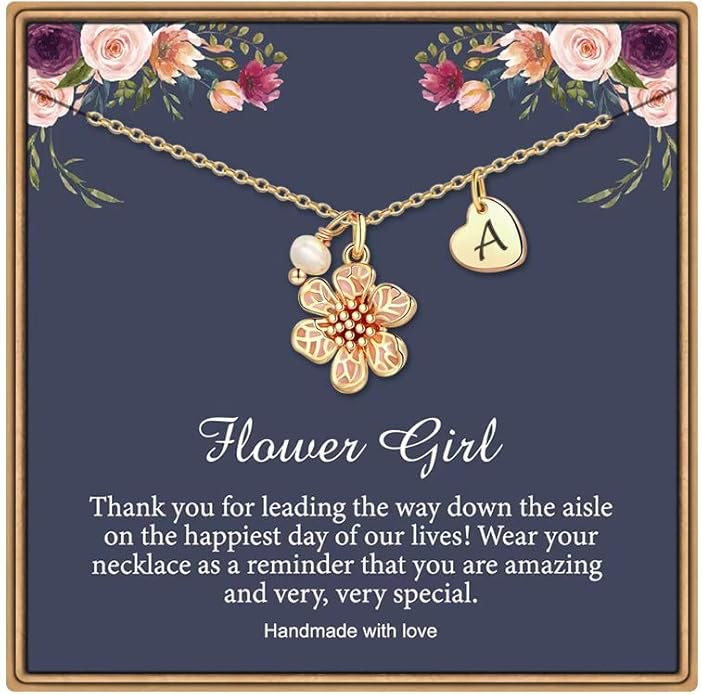IEFLIFE Flower Girl Gifts - 14K-Gold-Plated Heart Initial Necklace Wedding Gift for Girls | Amazon (US)