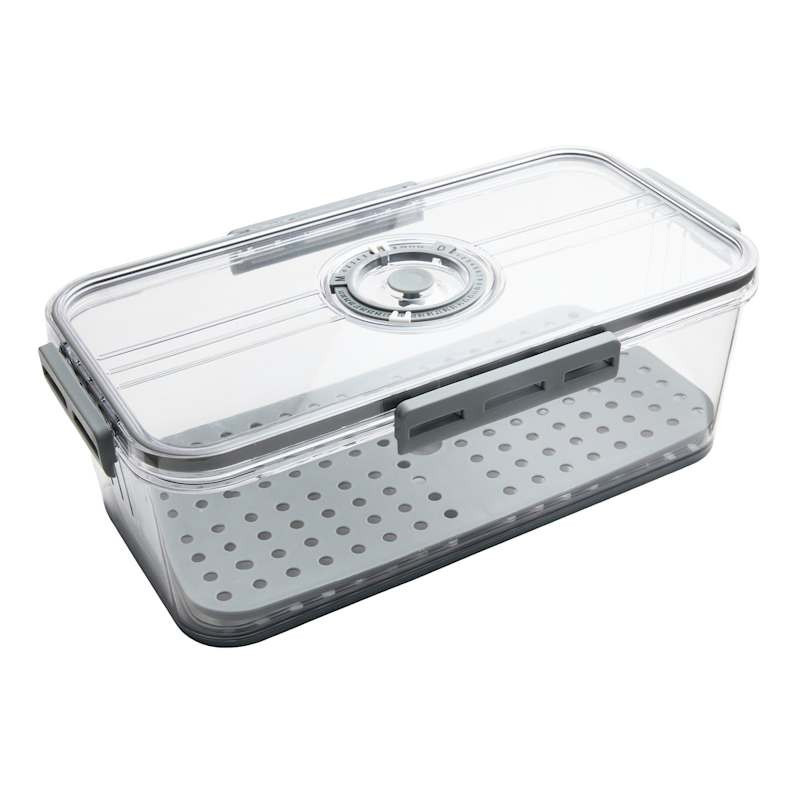 REAL SIMPLE Grey Produce Fridge Storage with Date Marker Lid, 1.5L | At Home