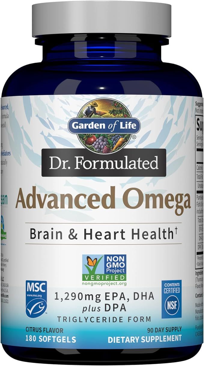 Garden of Life Dr. Formulated Advanced Omega Fish Oil - Lemon, 1,290mg EPA, DHA + DPA in Triglyce... | Amazon (US)