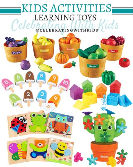 Learning toys for kids include fruit with fruit baskets, puzzles, counting popsicles, color house activity, and pop and count cactus.

Learning toys, preschool toys, kids toys, toys for little kids, stem toys, spring toys 

#LTKkids #LTKunder50 #LTKSeasonal
