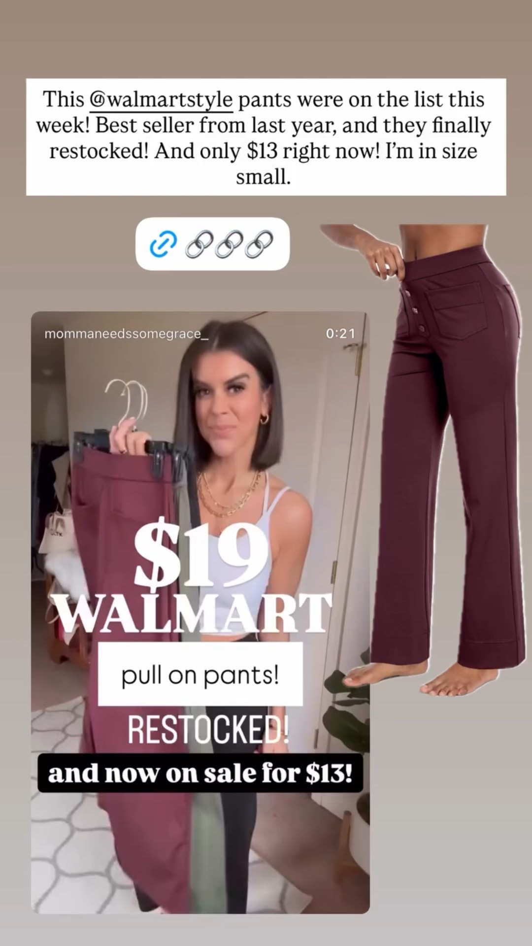 This @walmartstyle pants were on the list this week! Best seller from last year, and they finally restocked! And only $13 right now! I’m in size small.