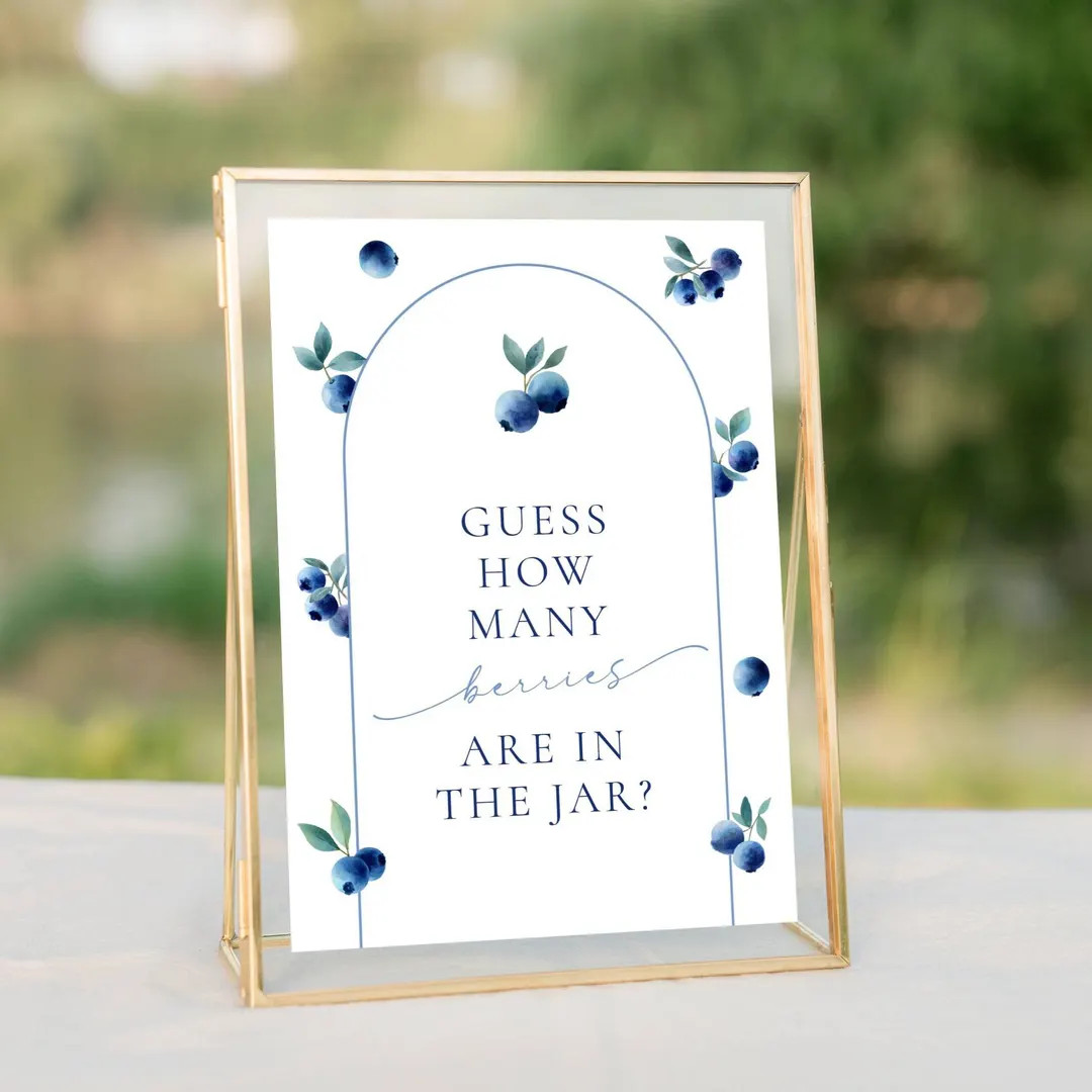 Guess How Many Shower Table Sign, Berry Sweet Baby Shower Game Blueberry, Blueberry Theme Table S... | Etsy (US)