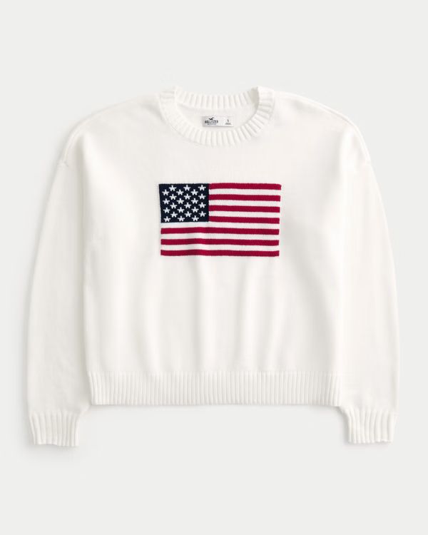 Women's American Flag Graphic Crew Sweater | Women's Tops | HollisterCo.com | Hollister (US)