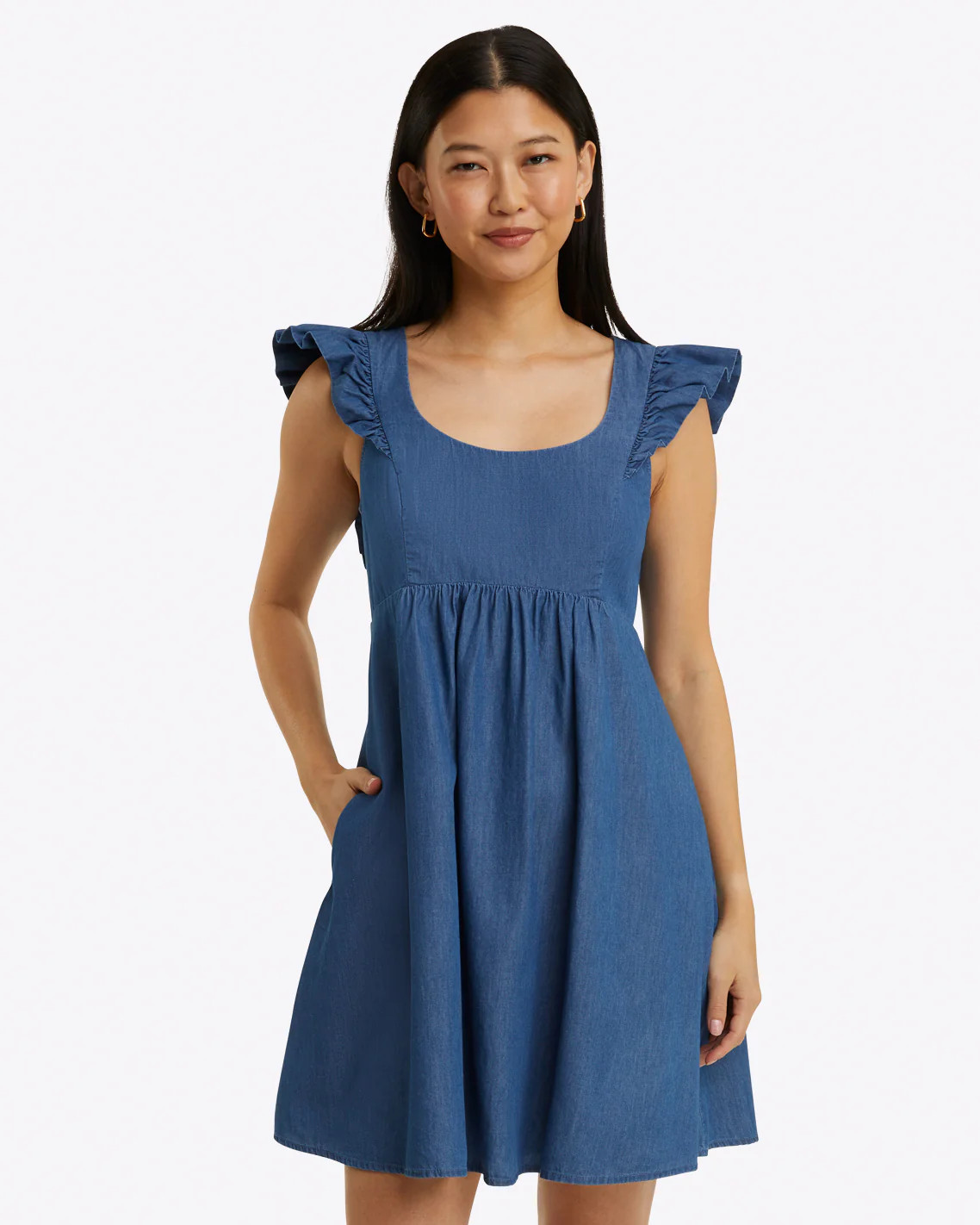 Ciara Babydoll Dress in Chambray | Draper James (US)