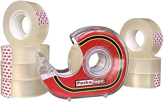 Packatape Cellotape 9 Clear Transparent Rolls 18mm x 33m | Tape Dispenser Included | Ideal for Gi... | Amazon (UK)