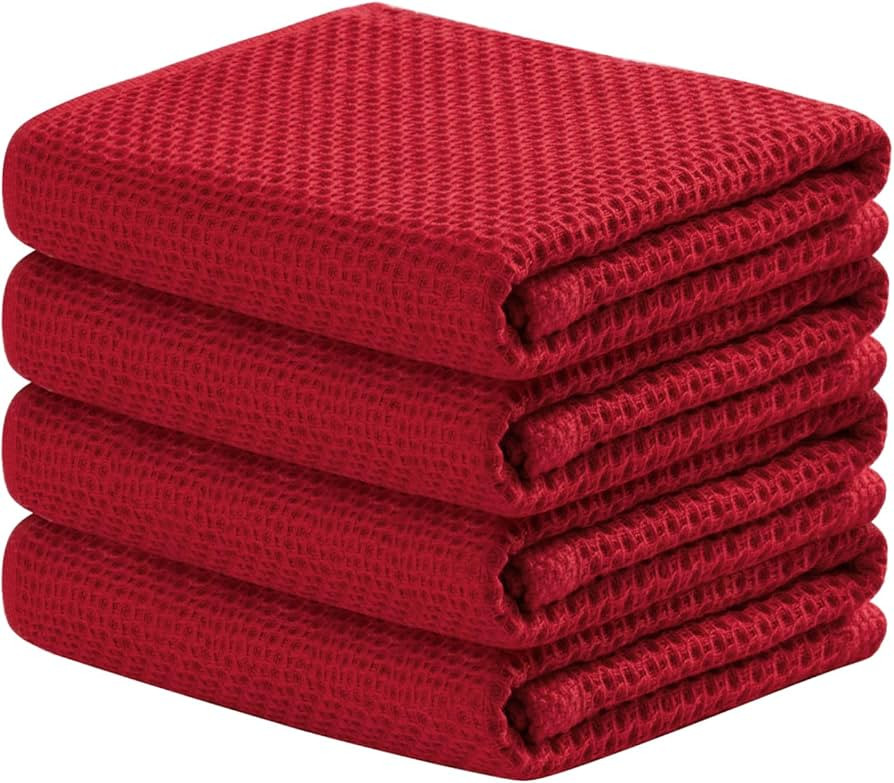 joybest Cotton Kitchen Towels, 4-Pack Waffle Weave Ultra Soft Absorbent Dish Towels Quick Drying ... | Amazon (US)