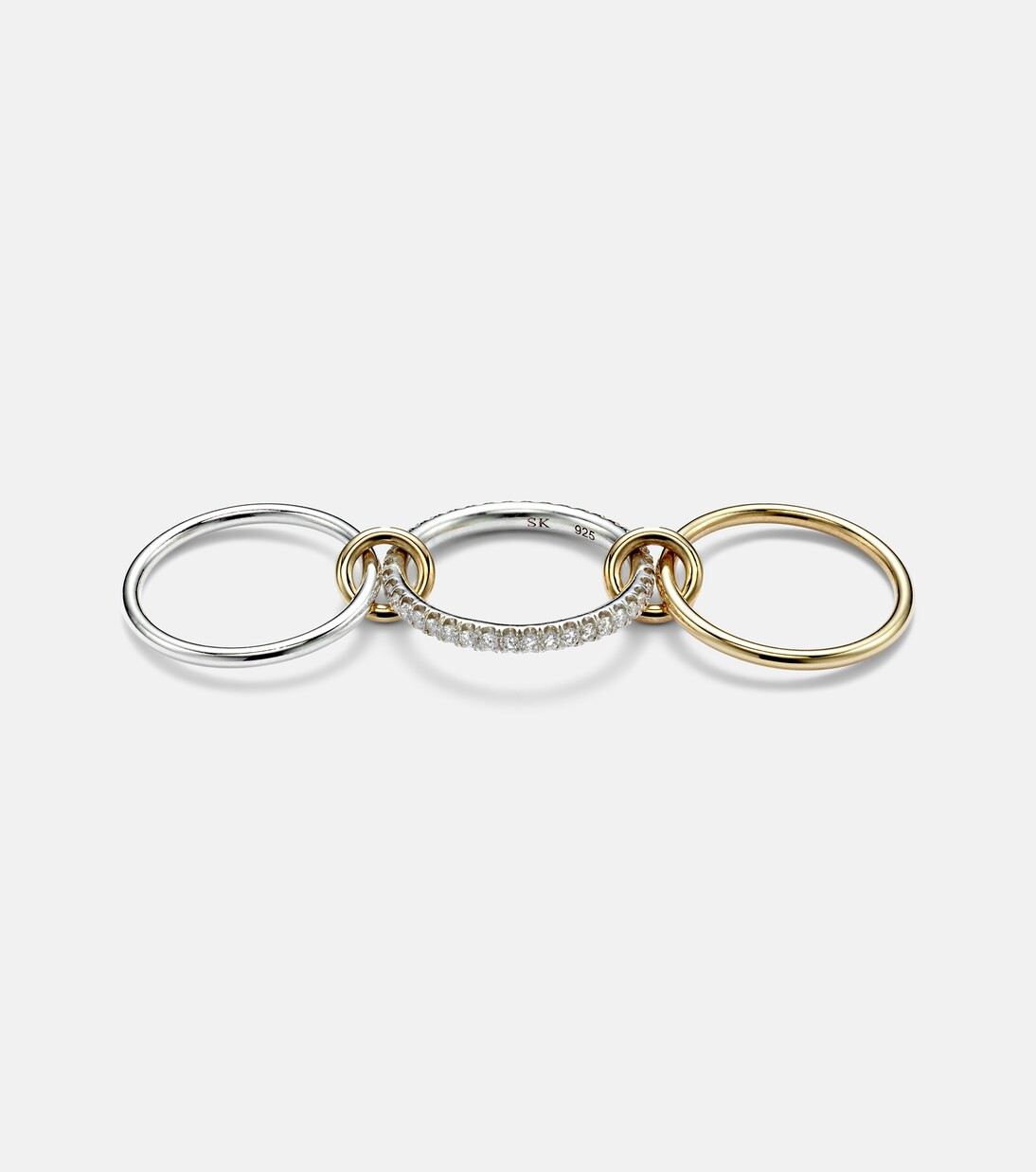 Tigris SG 18kt gold and sterling silver ring with diamonds | Mytheresa (UK)