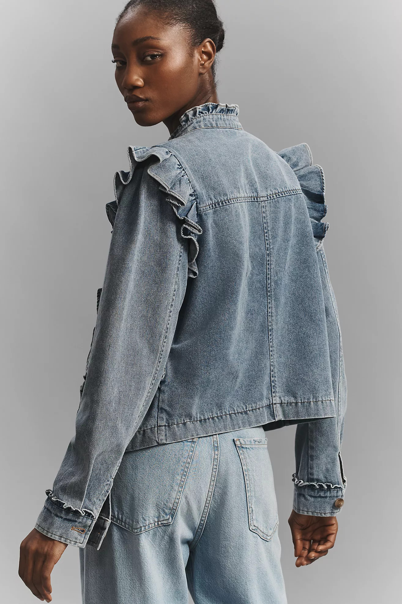 DOLAN Ruffled Denim Utility Jacket | Anthropologie (US)