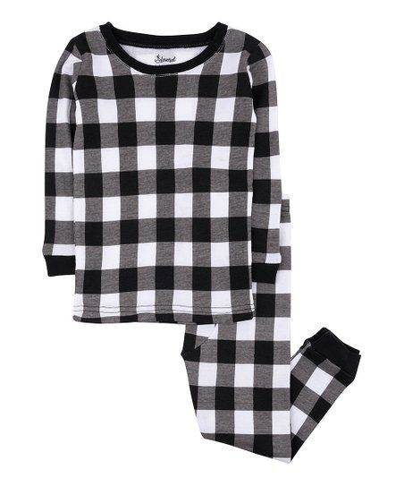 Leveret Black & White Plaid Pajama Set - Infant, Toddler & Kids | Zulily