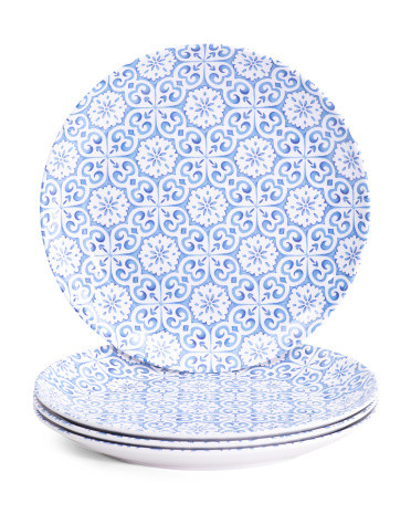 4pk Melamine Indoor Outdoor Malta Tile Dinner Plates | TJ Maxx