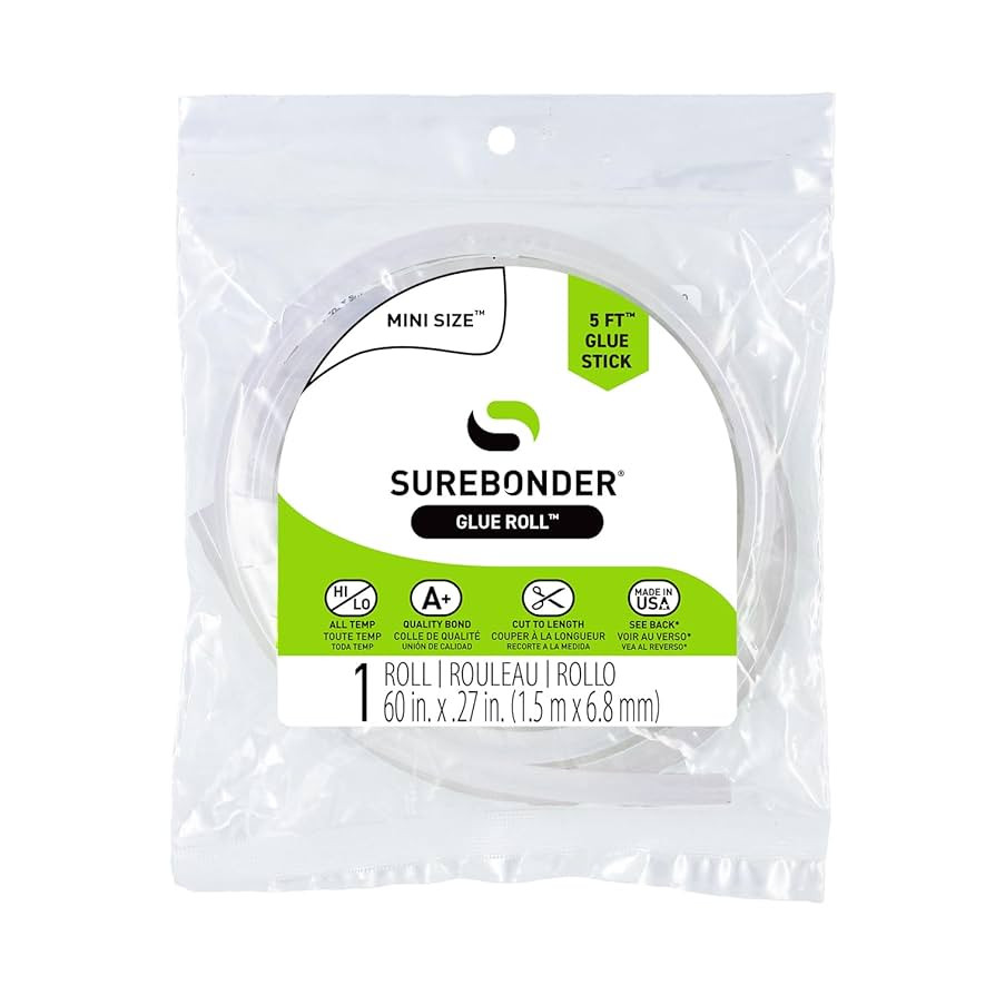 Surebonder Long Mini Hot Glue Stick Roll, Clear, 60" Long (5 Feet), 5/16" Diameter - Uninterrupte... | Amazon (US)