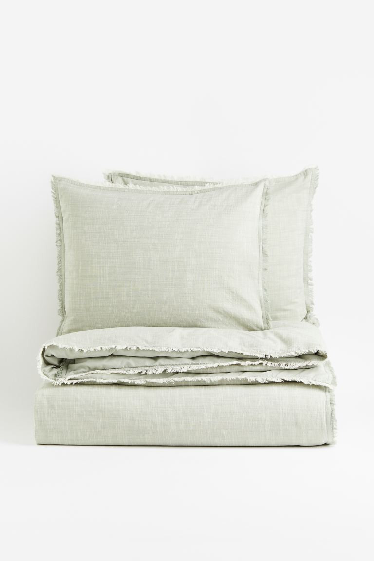 Melange King/Queen Duvet Cover Set - Light sage green - Home All | H&M US | H&M (US + CA)