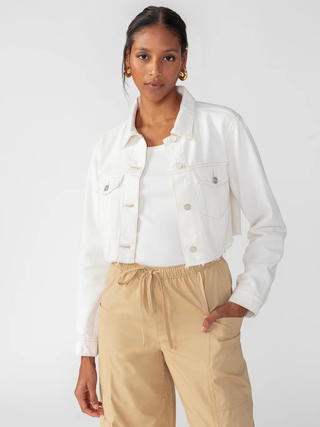 Shrunken Trucker Jacket Powdered Sugar | Sanctuary Clothing